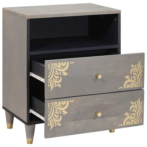 vidaXL Bedside Cabinet Grey 50 x 33 x 62 cm Solid mango wood