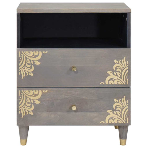 vidaXL Bedside Cabinet Grey 50 x 33 x 62 cm Solid mango wood