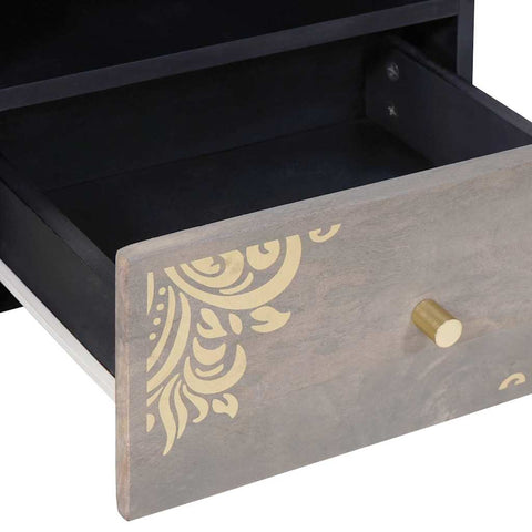 vidaXL Coffee Table with Drawer Grey 80 x 54 x 40 cm Solid mango wood