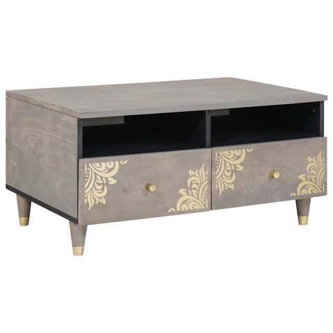 vidaXL Coffee Table with Drawer Grey 80 x 54 x 40 cm Solid mango wood
