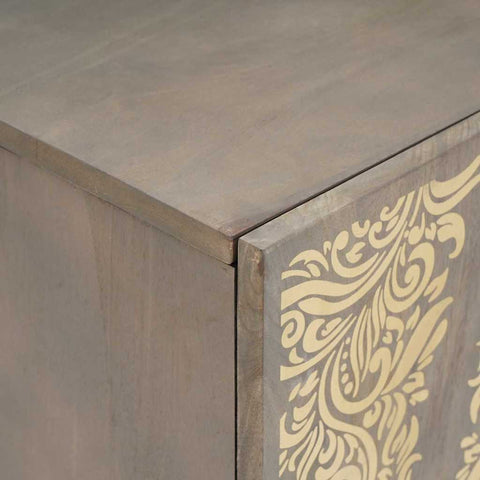 vidaXL TV Cabinet Grey and Gold 105 x 33.5 x 46 cm Solid Mango wood