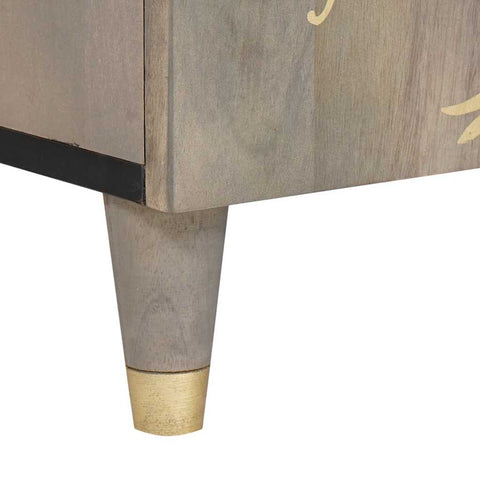 vidaXL TV Cabinet Grey and Gold 105 x 33.5 x 46 cm Solid Mango wood