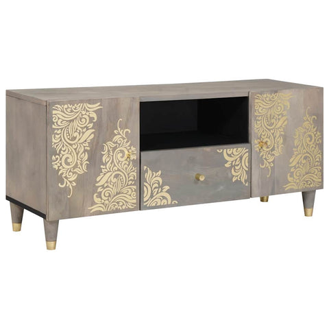vidaXL TV Cabinet Grey and Gold 105 x 33.5 x 46 cm Solid Mango wood