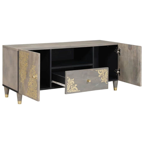vidaXL TV Cabinet Grey and Gold 105 x 33.5 x 46 cm Solid Mango wood