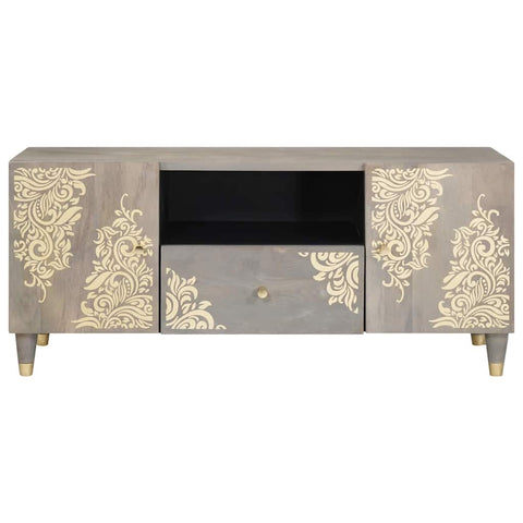 vidaXL TV Cabinet Grey and Gold 105 x 33.5 x 46 cm Solid Mango wood