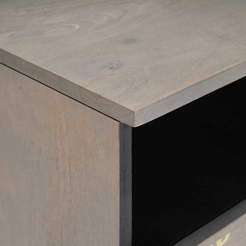 vidaXL TV Cabinet Grey and Gold 80 x 33.5 x 46 cm Solid Mango wood