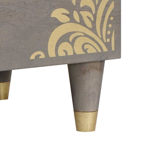 vidaXL TV Cabinet Grey and Gold 80 x 33.5 x 46 cm Solid Mango wood