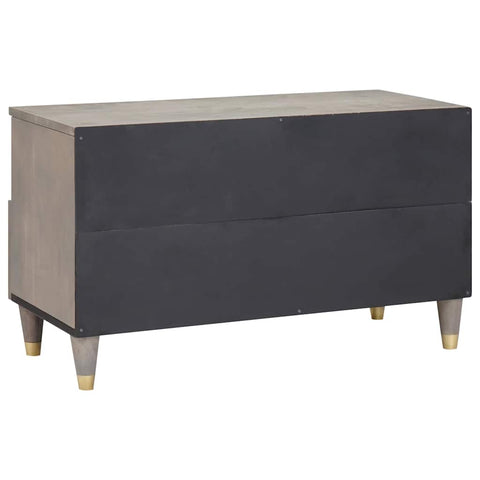 vidaXL TV Cabinet Grey and Gold 80 x 33.5 x 46 cm Solid Mango wood