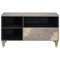 vidaXL TV Cabinet Grey and Gold 80 x 33.5 x 46 cm Solid Mango wood