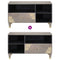 vidaXL TV Cabinet Grey and Gold 80 x 33.5 x 46 cm Solid Mango wood