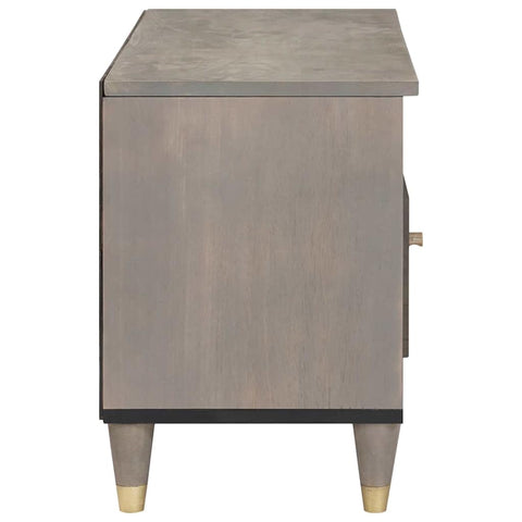 vidaXL TV Cabinet Grey and Gold 80 x 33.5 x 46 cm Solid Mango wood