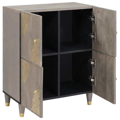 vidaXL Sideboard Grey and Gold 60 x 33 x 75 cm Solid Mango wood