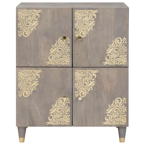 vidaXL Sideboard Grey and Gold 60 x 33 x 75 cm Solid Mango wood
