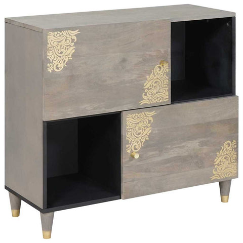 vidaXL Sideboard Grey and Gold 80 x 33.5 x 75 cm Solid Mango wood