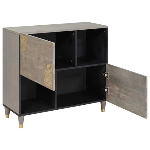 vidaXL Sideboard Grey and Gold 80 x 33.5 x 75 cm Solid Mango wood