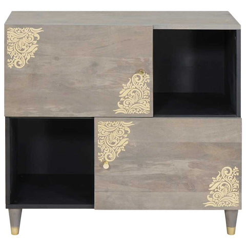 vidaXL Sideboard Grey and Gold 80 x 33.5 x 75 cm Solid Mango wood