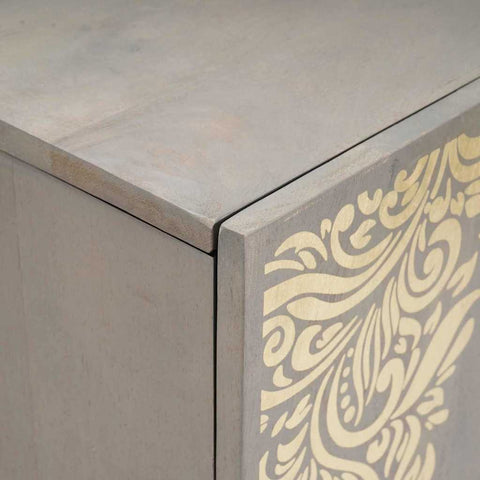 vidaXL Sideboard Grey and Gold 90 x 33.5 x 75 cm Solid Mango wood