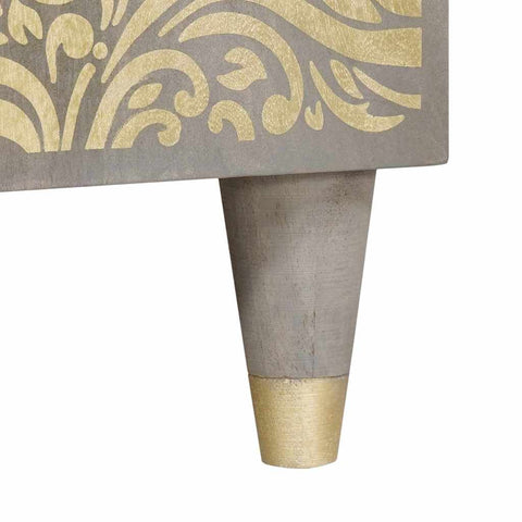 vidaXL Sideboard Grey and Gold 90 x 33.5 x 75 cm Solid Mango wood
