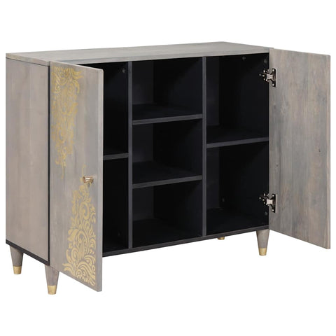 vidaXL Sideboard Grey and Gold 90 x 33.5 x 75 cm Solid Mango wood