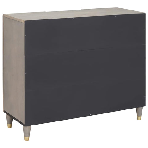 vidaXL Sideboard Grey and Gold 90 x 33.5 x 75 cm Solid Mango wood