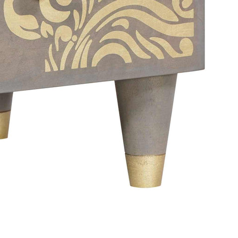 vidaXL Highboard Grey and Gold 60 x 33.5 x 100 cm Solid Mango wood