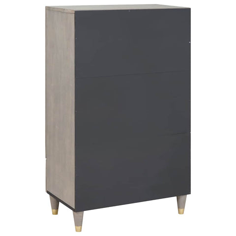 vidaXL Highboard Grey and Gold 60 x 33.5 x 100 cm Solid Mango wood