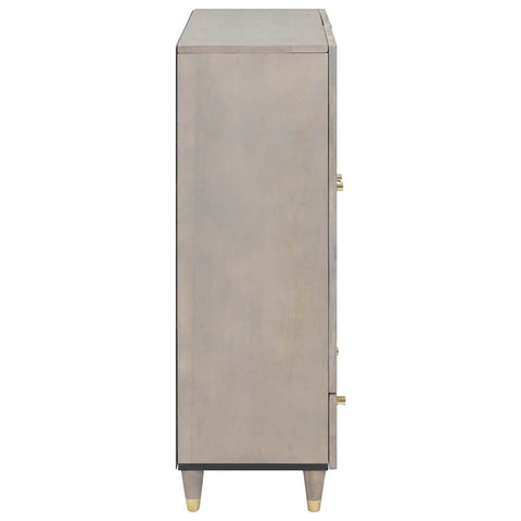 vidaXL Highboard Grey and Gold 60 x 33.5 x 100 cm Solid Mango wood