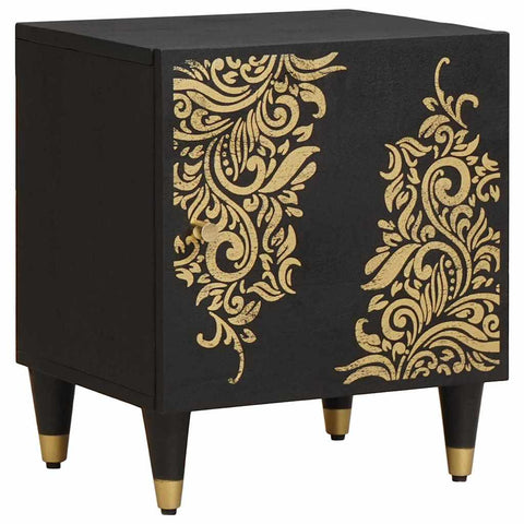 vidaXL Bedside Cabinet Black 40 x 33 x 46 cm Solid Mango Wood