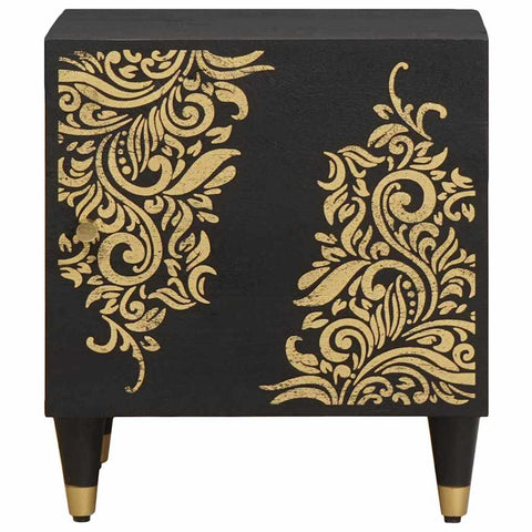vidaXL Bedside Cabinet Black 40 x 33 x 46 cm Solid Mango Wood