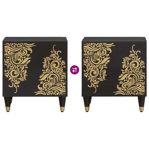 vidaXL Bedside Cabinet Black 40 x 33 x 46 cm Solid Mango Wood