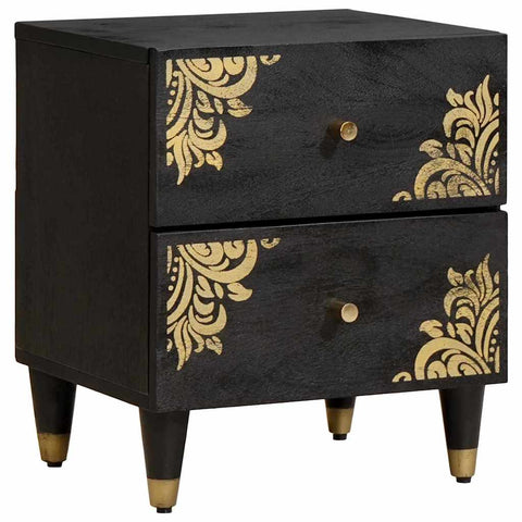 vidaXL Bedside Cabinet 2 pcs Black 40 x 33 x 46 cm Solid Mango Wood