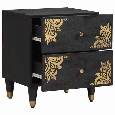 vidaXL Bedside Cabinet 2 pcs Black 40 x 33 x 46 cm Solid Mango Wood