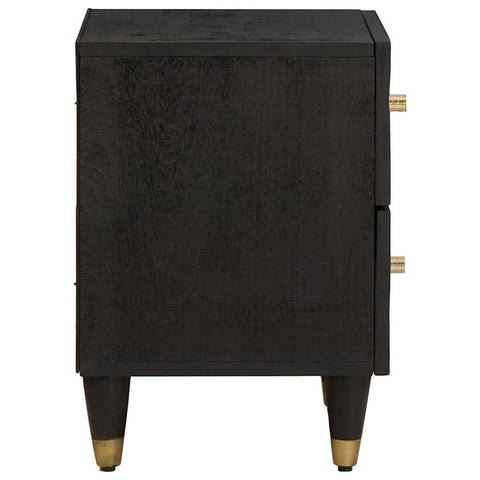 vidaXL Bedside Cabinet 2 pcs Black 40 x 33 x 46 cm Solid Mango Wood