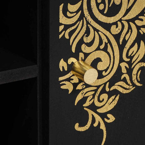 vidaXL TV Cabinet with Shelf Black 105 x 33 x 46 cm Solid Mango Wood