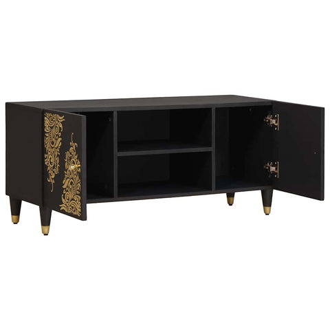 vidaXL TV Cabinet with Shelf Black 105 x 33 x 46 cm Solid Mango Wood