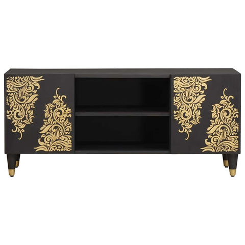 vidaXL TV Cabinet with Shelf Black 105 x 33 x 46 cm Solid Mango Wood