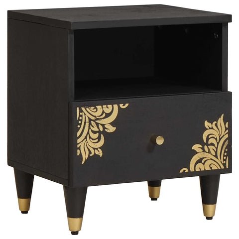 vidaXL Bedside Cabinet 2 pcs Black 40 x 33 x 46 cm Solid Mango Wood