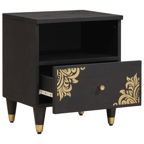 vidaXL Bedside Cabinet 2 pcs Black 40 x 33 x 46 cm Solid Mango Wood