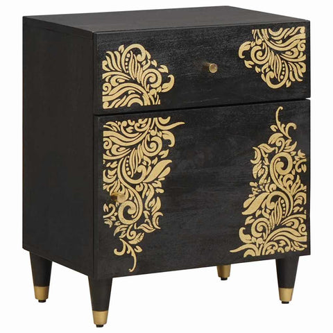 vidaXL Bedside Cabinet Black 50 x 33 x 60 cm Solid Mango Wood