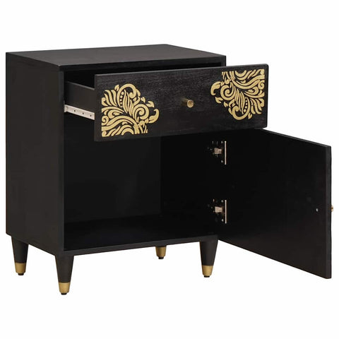 vidaXL Bedside Cabinet Black 50 x 33 x 60 cm Solid Mango Wood