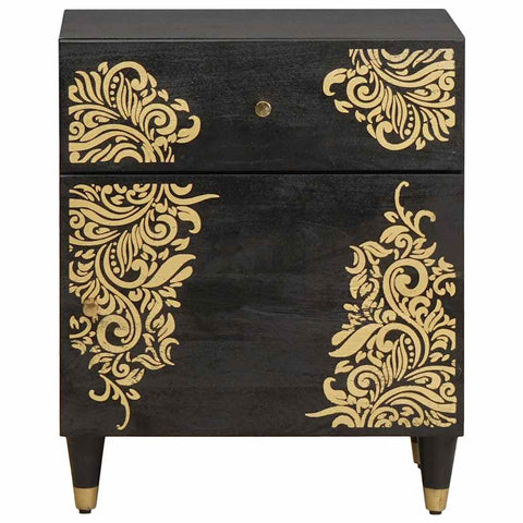 vidaXL Bedside Cabinet Black 50 x 33 x 60 cm Solid Mango Wood