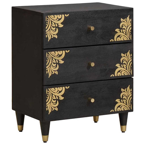 vidaXL Bedside Cabinet Black 50 x 33 x 62 cm Solid Mango Wood