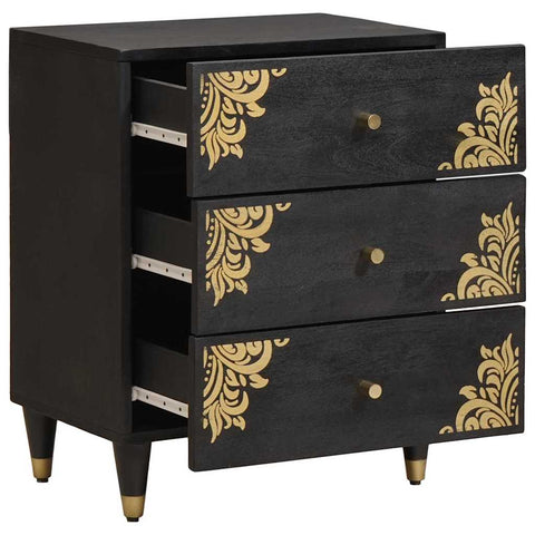 vidaXL Bedside Cabinet Black 50 x 33 x 62 cm Solid Mango Wood