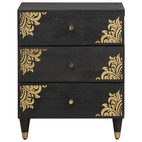 vidaXL Bedside Cabinet Black 50 x 33 x 62 cm Solid Mango Wood