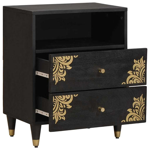 vidaXL Bedside Cabinet Black 50 x 33 x 62 cm Solid Mango Wood