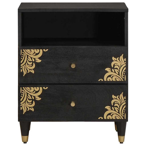 vidaXL Bedside Cabinet Black 50 x 33 x 62 cm Solid Mango Wood