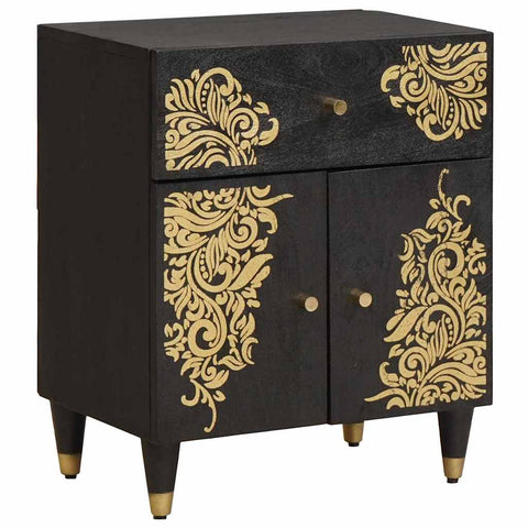 vidaXL Bedside Cabinet Black 50 x 33 x 60 cm Solid Mango Wood