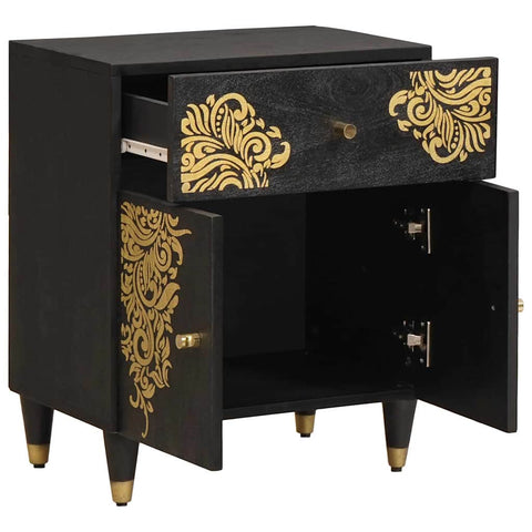vidaXL Bedside Cabinet Black 50 x 33 x 60 cm Solid Mango Wood