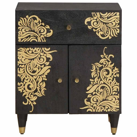 vidaXL Bedside Cabinet Black 50 x 33 x 60 cm Solid Mango Wood