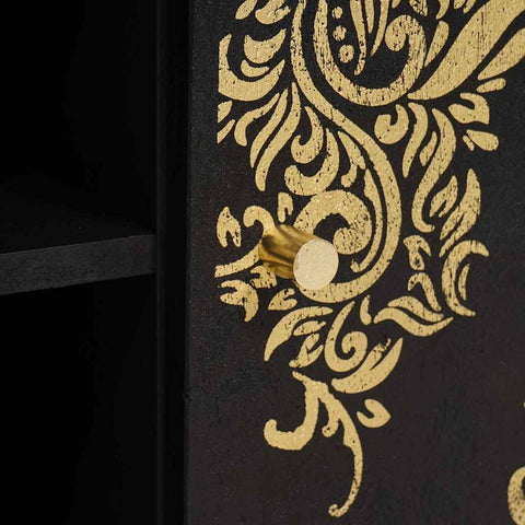 vidaXL TV Cabinet with Shelf Black 80 x 33 x 46 cm Solid Mango Wood